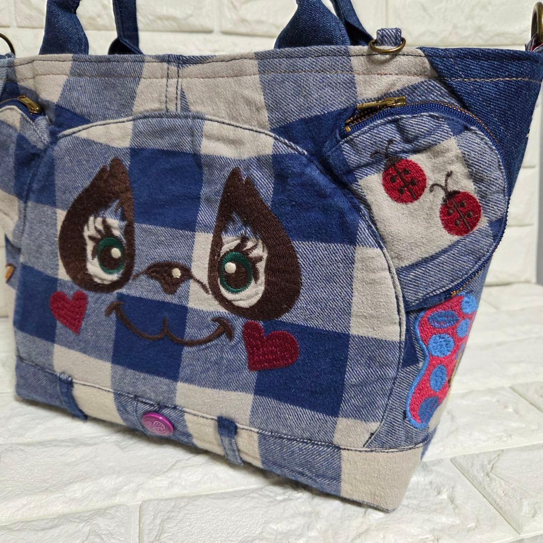 915 デニム＊リメイク＊パンダ＊バッグ＊トートバッグ