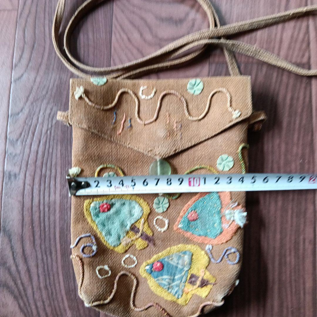 ハンドメイド　柿渋と草木染めのポシェット