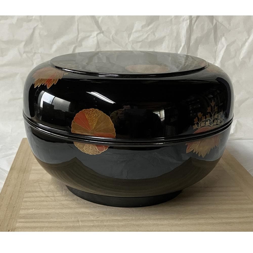 y068 輪島塗 高台寺蒔絵 内銀溜 食籠 若島屋謹製 共箱 喰籠 菓子器