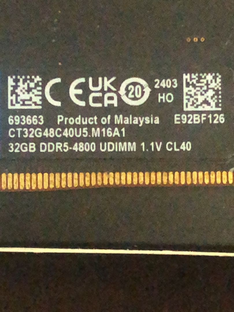 Crucial DDR5 32GB 1枚　動作未確認　ジャンク