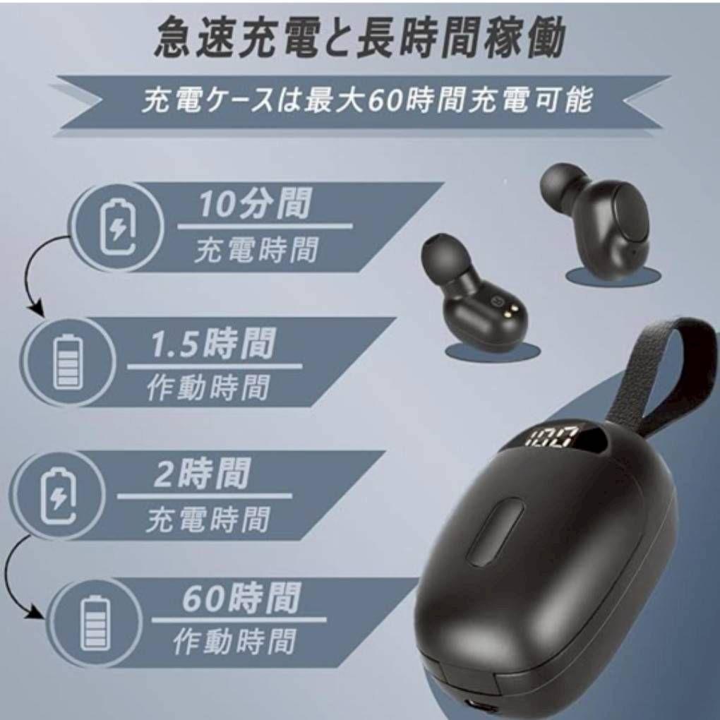 集音器 補聴器 イヤホン型 充電式 黒 ブラック 軽量 小型 コンパクト 新品