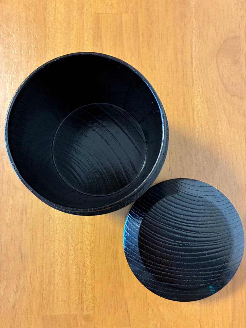 c-66 茶道具　黒搔合塗　挽家一双 詰茶棗