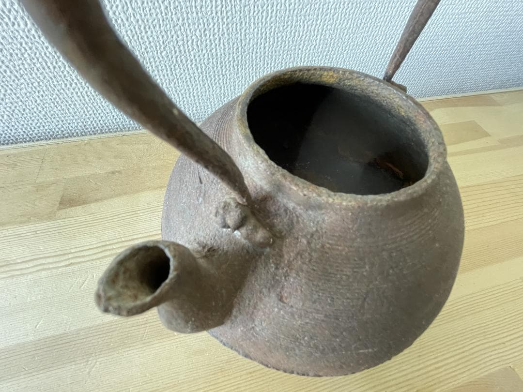 あ*ん様 アンティーク 鉄瓶 茶の湯 横縞目模様