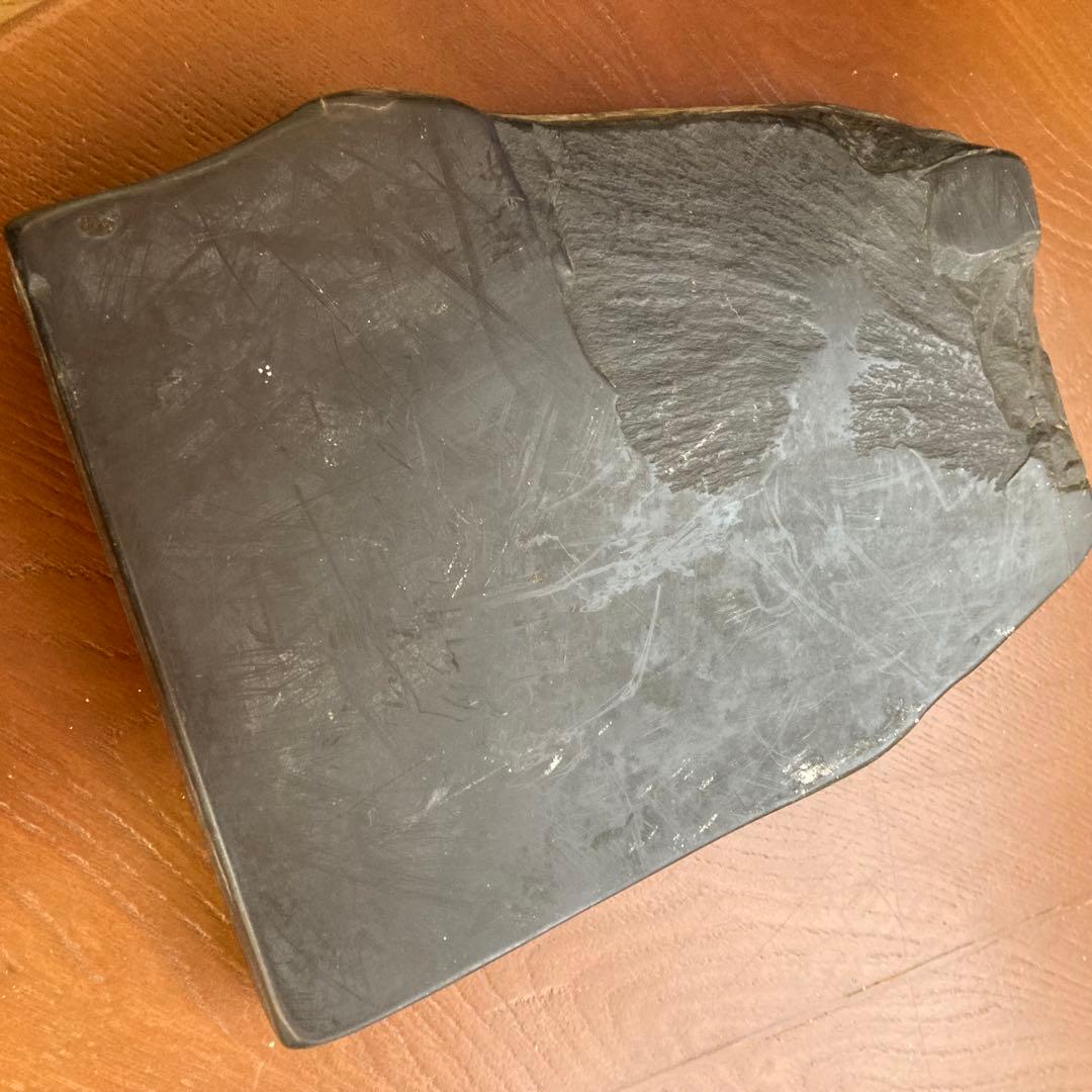 那智黒石製 蓋付き亀彫刻硯石 約20cm x 15cm