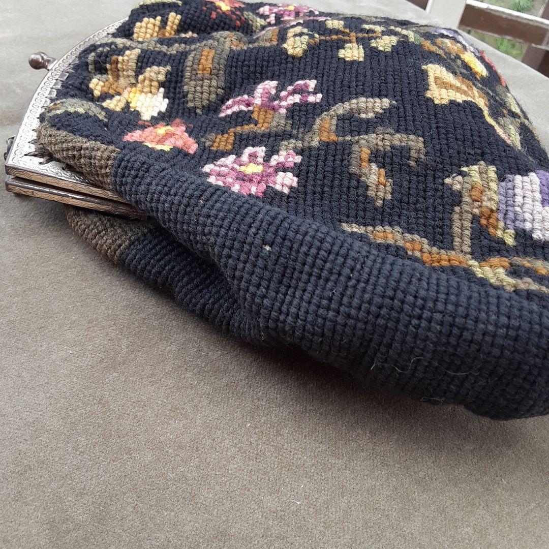 アンティーク刺繍バッグ　クロスステッチ　プチポアン