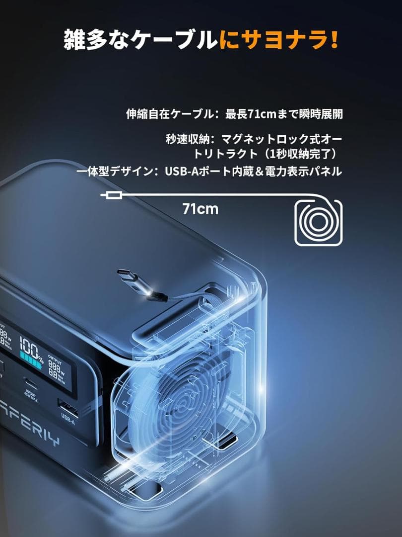 新品☆AFERITY ポータブル電源 99.2Wh/31000mAh 145W