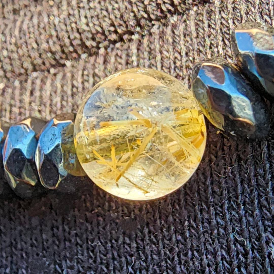 めんたる　ゴールドルチル 磁気ヘマタイト パワーストーンNECKLACE