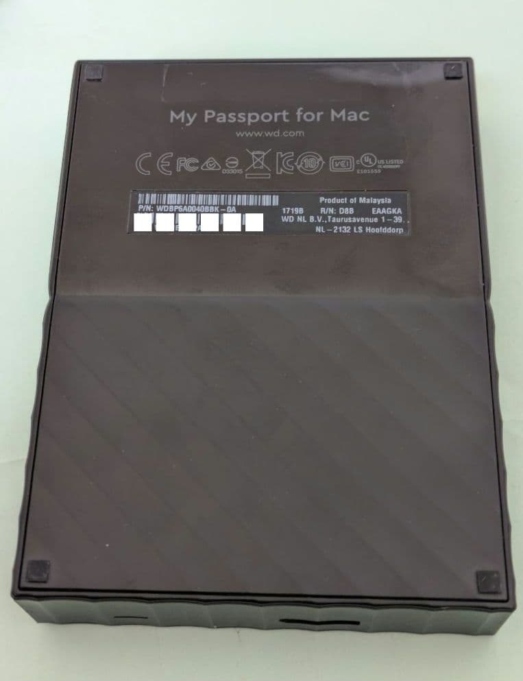 外付けHD WD MyPassport 4TB USBケーブル付　中古品