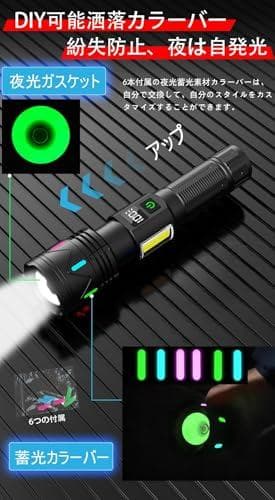 LED 懐中電灯【超高輝度5000000ルーメン・超遠距離照射】充電式 軍DXT