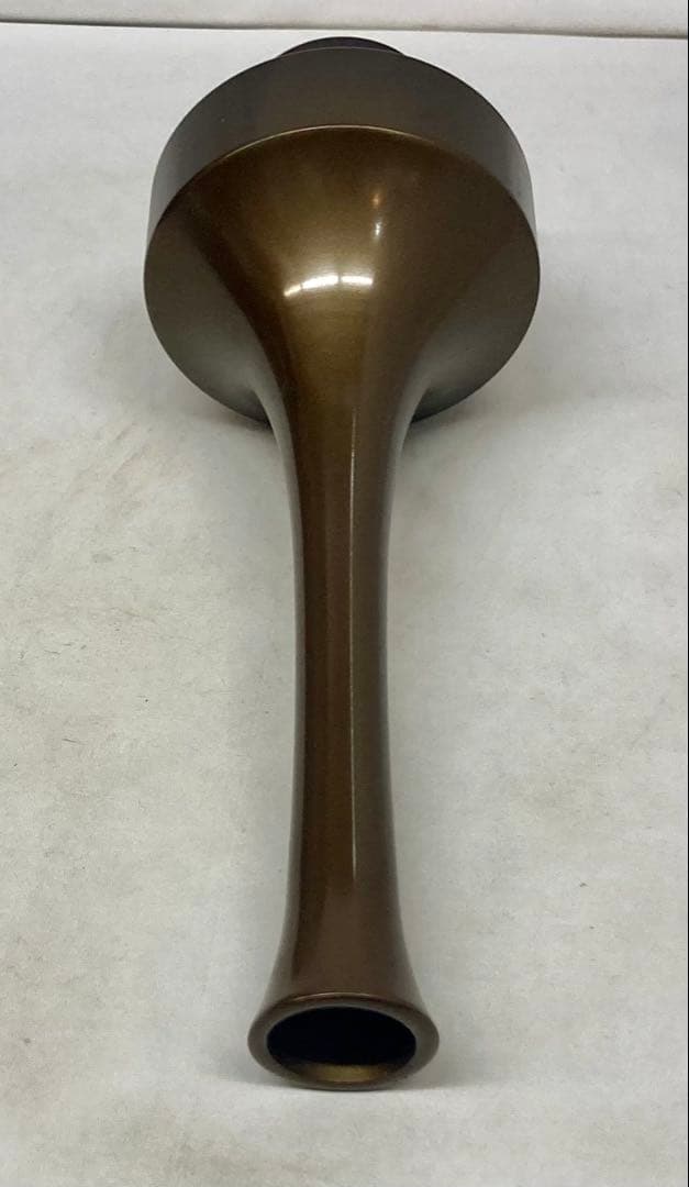 B572b「唐銅 鶴首 花入」金森浄栄作　共箱　鋳師　富山高岡　花器　茶道具