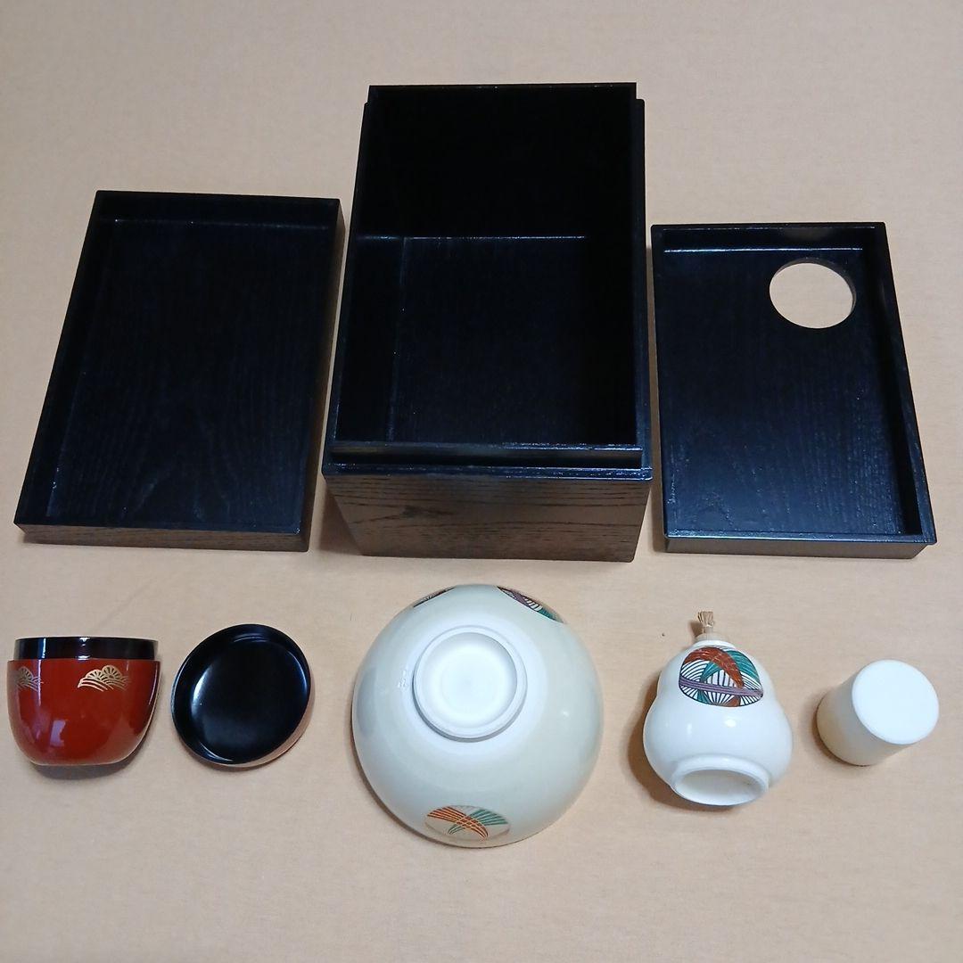 寿　福　茶箱　　振出　茶巾筒　抹茶碗　棗　セット　茶道具