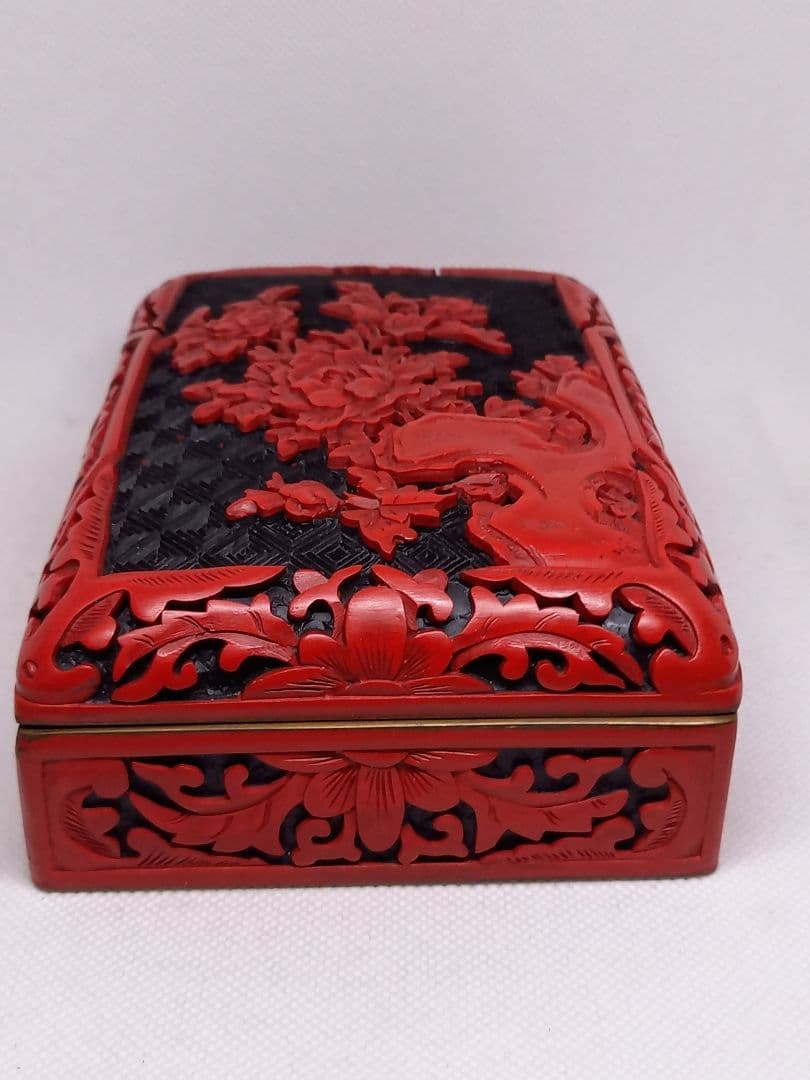 中国美術　内七宝　堆朱　文房具　小物入れ