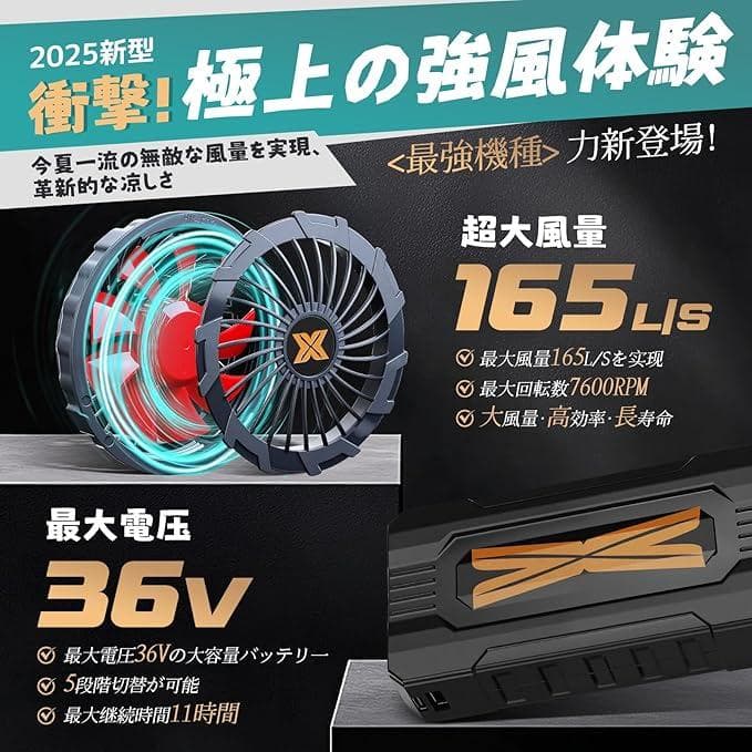 空調作業服 ファンバッテリーセット　36V超高出力 20000mAh