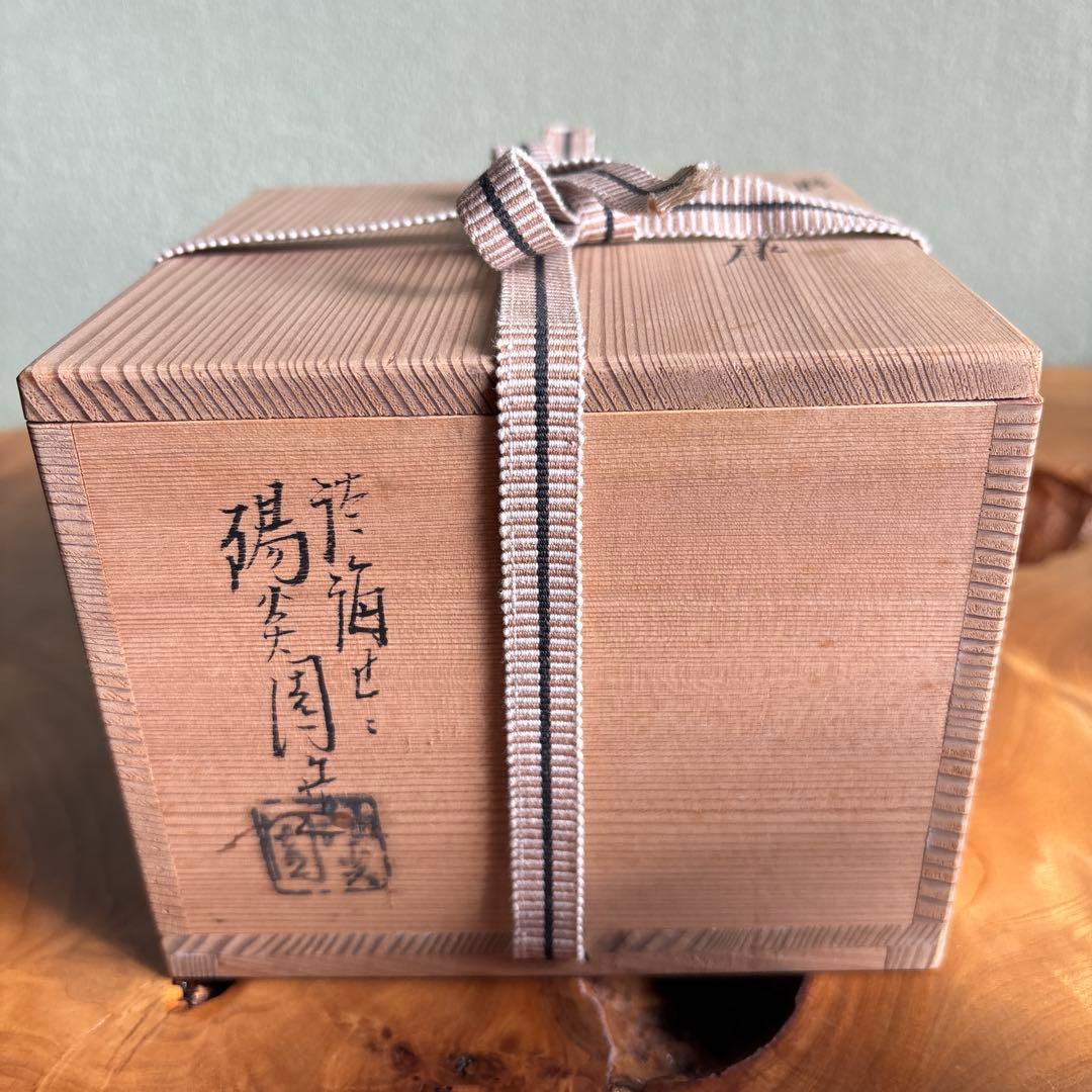 膳所焼 赤絵安南写 淡海ぜぜ造 陽炎園 共箱 抹茶碗 茶道具