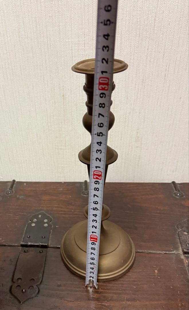 英国アンティーク 真鍮キャンドルスタンド 約30cm ブラス燭台 単品②