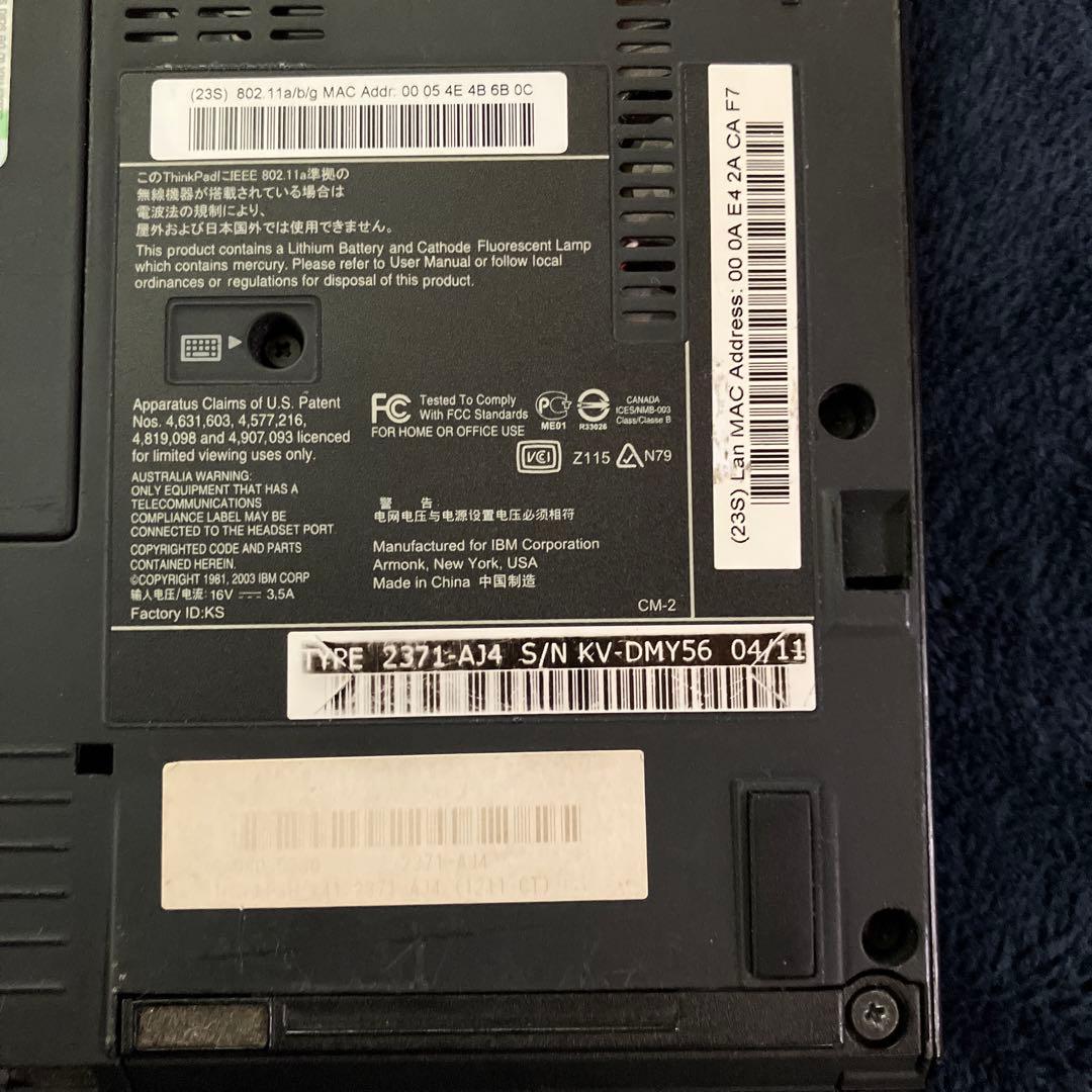 Windowsノート本体 IBM ThinkPad X40 2371-AJ4