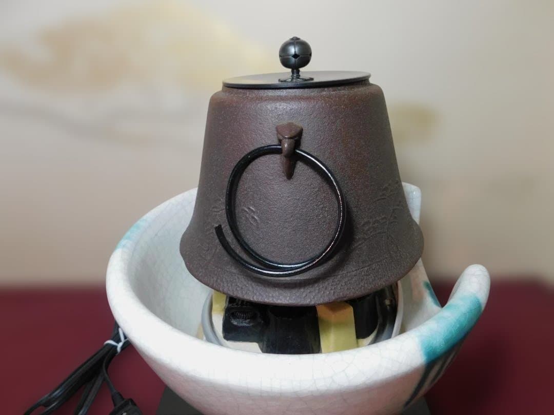 ☆ 創巧野々田さつま織部風炉 電熱器(紅鉢型) 国宝敬典作 富士釜 前瓦送料込み
