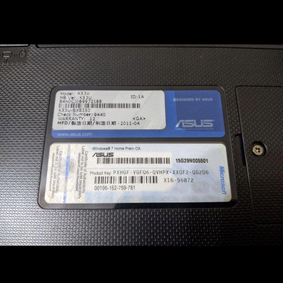 その他ノートPC本体 ASUS K53U-SXE350