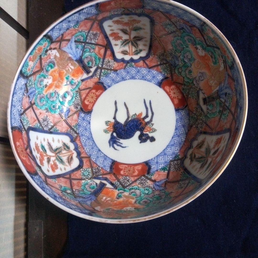 明治期　伊万里焼　色絵の大鉢