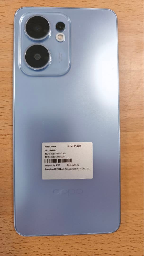 Oppo Reno 13 A 本体 8GB RAM 128GB　アイスブルー