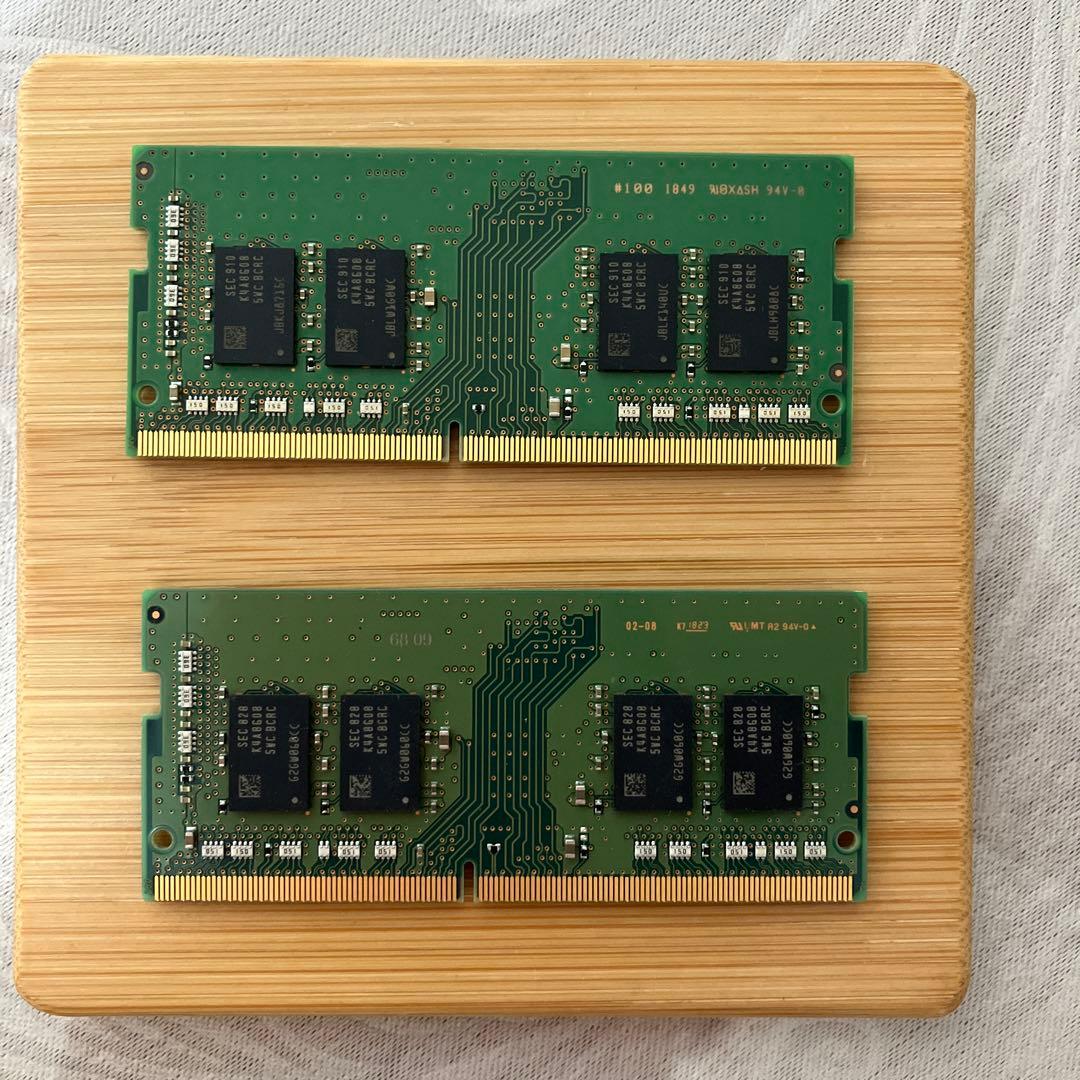 Samsung製ノートDDR4 8GBメモリ2枚　計16GB、2400T規格