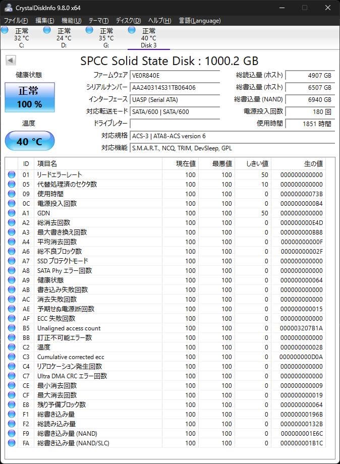 動作確認済み SP シリコンパワー A55 1TB SSD