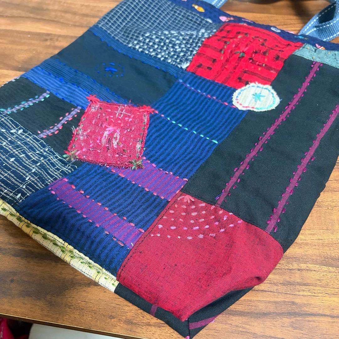 【ハンドメイド】和柄　刺し子とパッチワークのトートバック