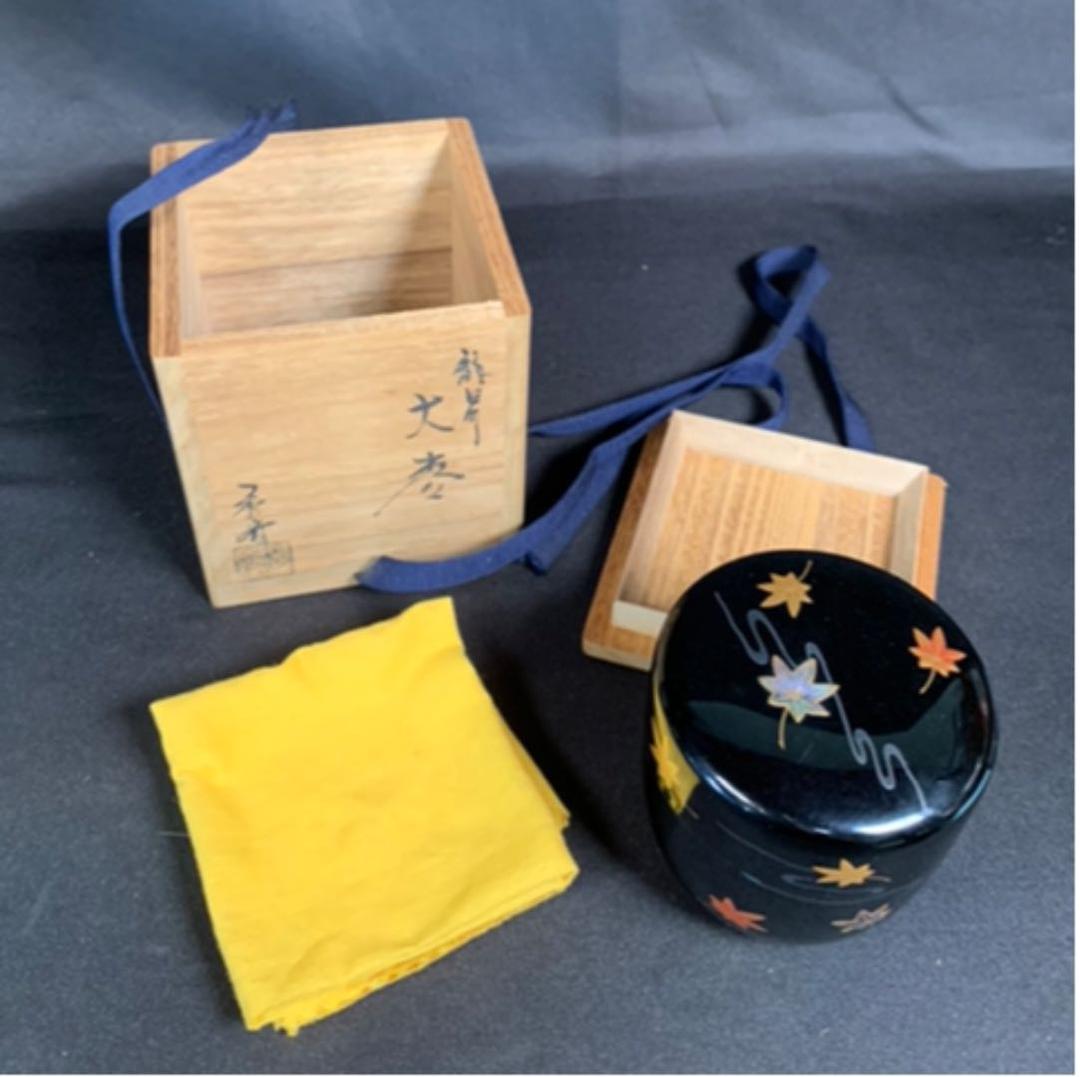 D49 送料無料　大棗　金彩蒔絵　紅葉　もみじ 茶道具　茶室　漆器　工芸品