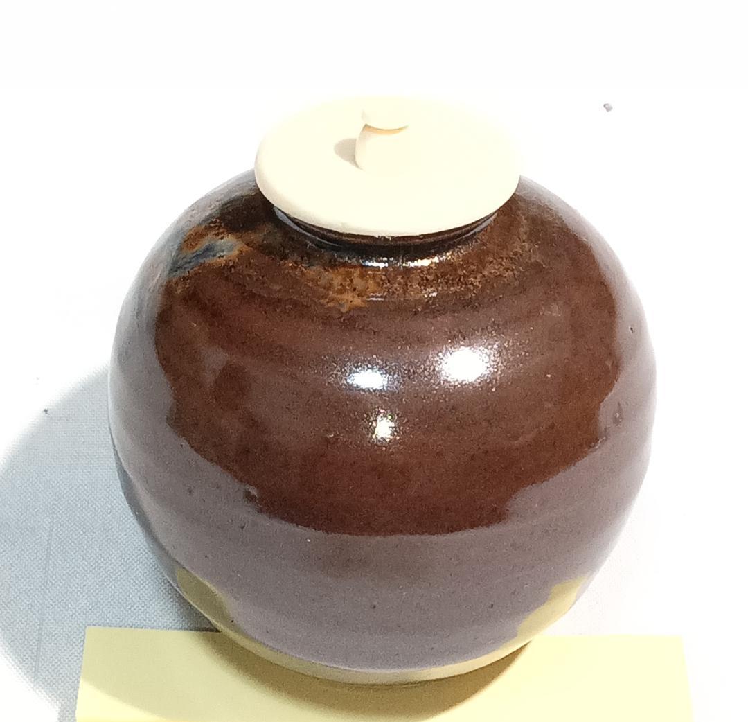 茶道具　京都清水焼　平安喜山作　文琳茶入　山椒緞子仕覆付き　超美品！！