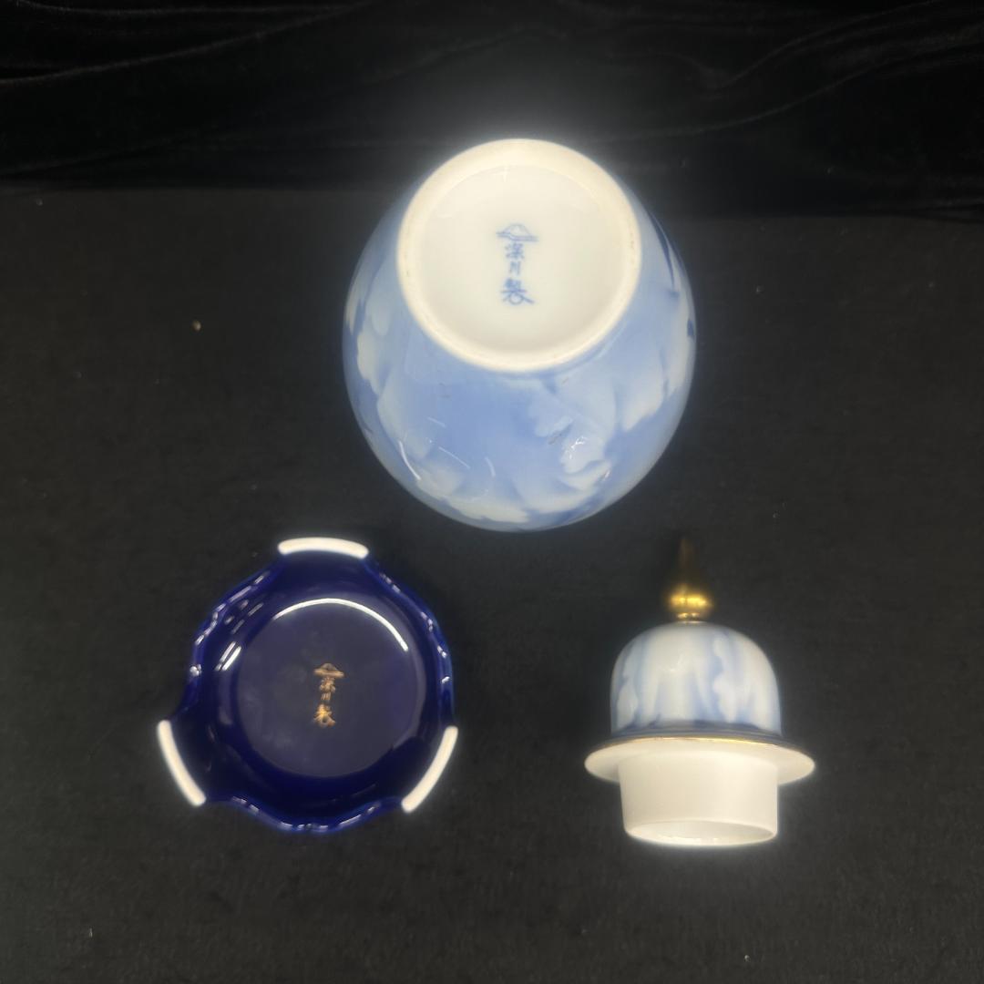 深川製磁　美品　牡丹金ミル 沈香壺