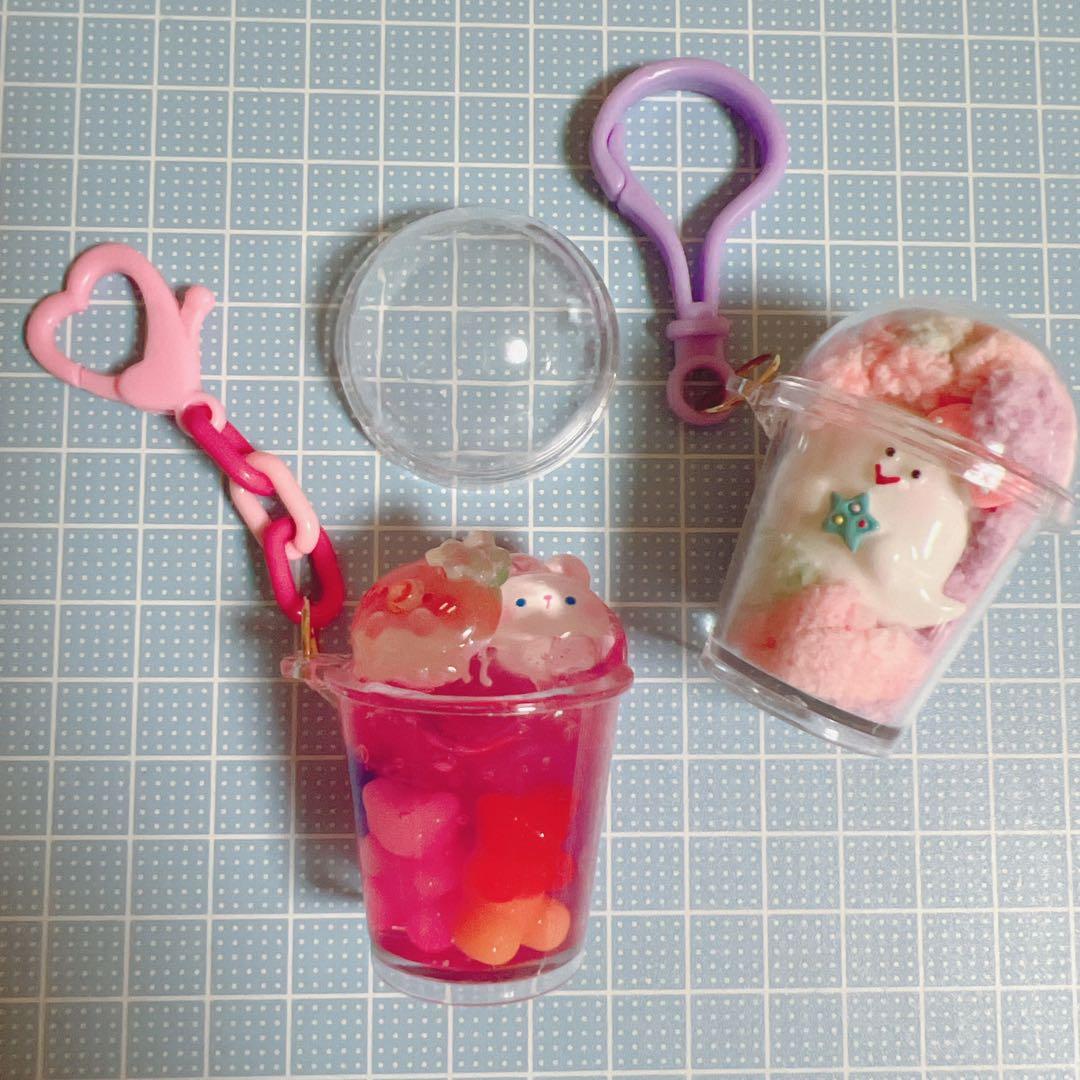傷あり カプセルカップチャーム 30個 プラカップ キーホルダー ② フック付き