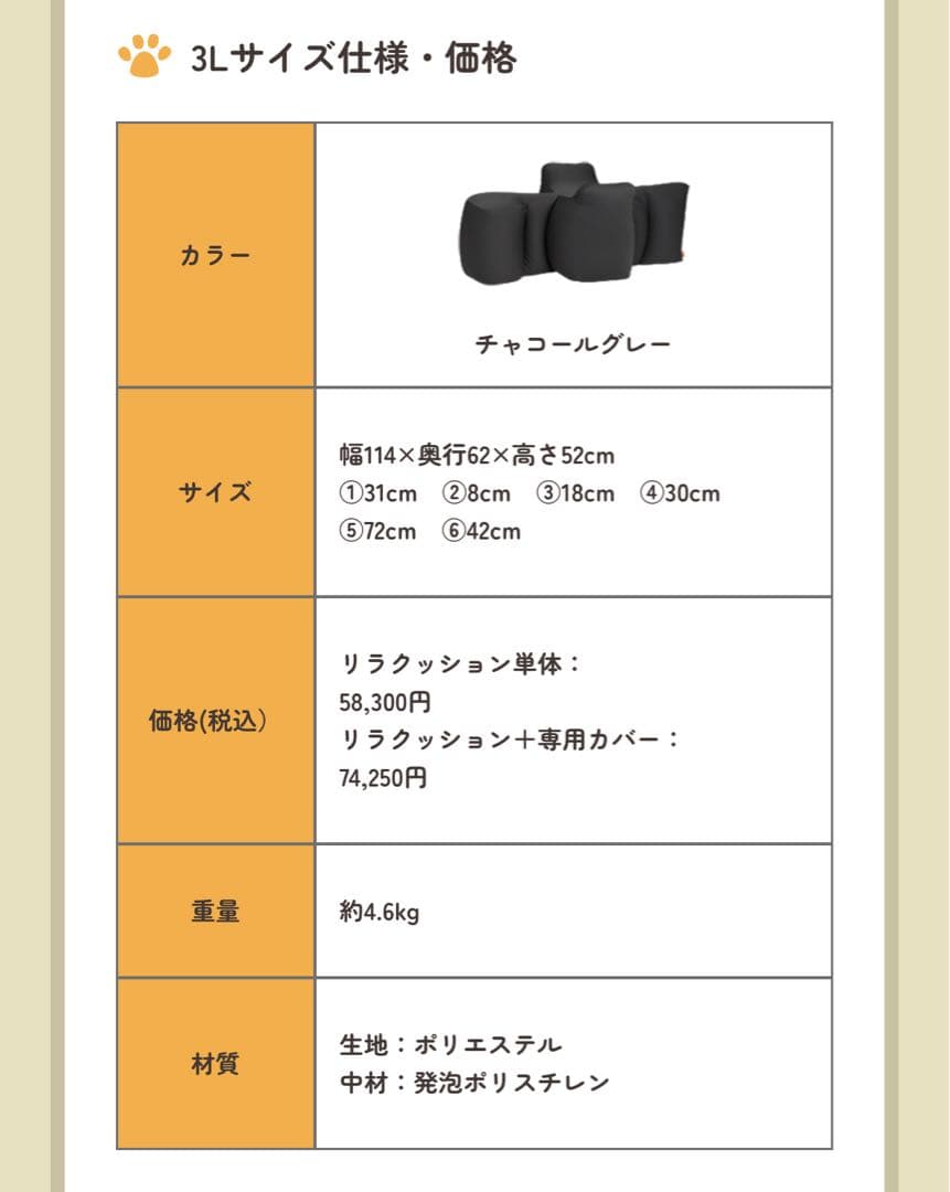 美品　リラクッション３L＋専用カバー　大型犬　介護
