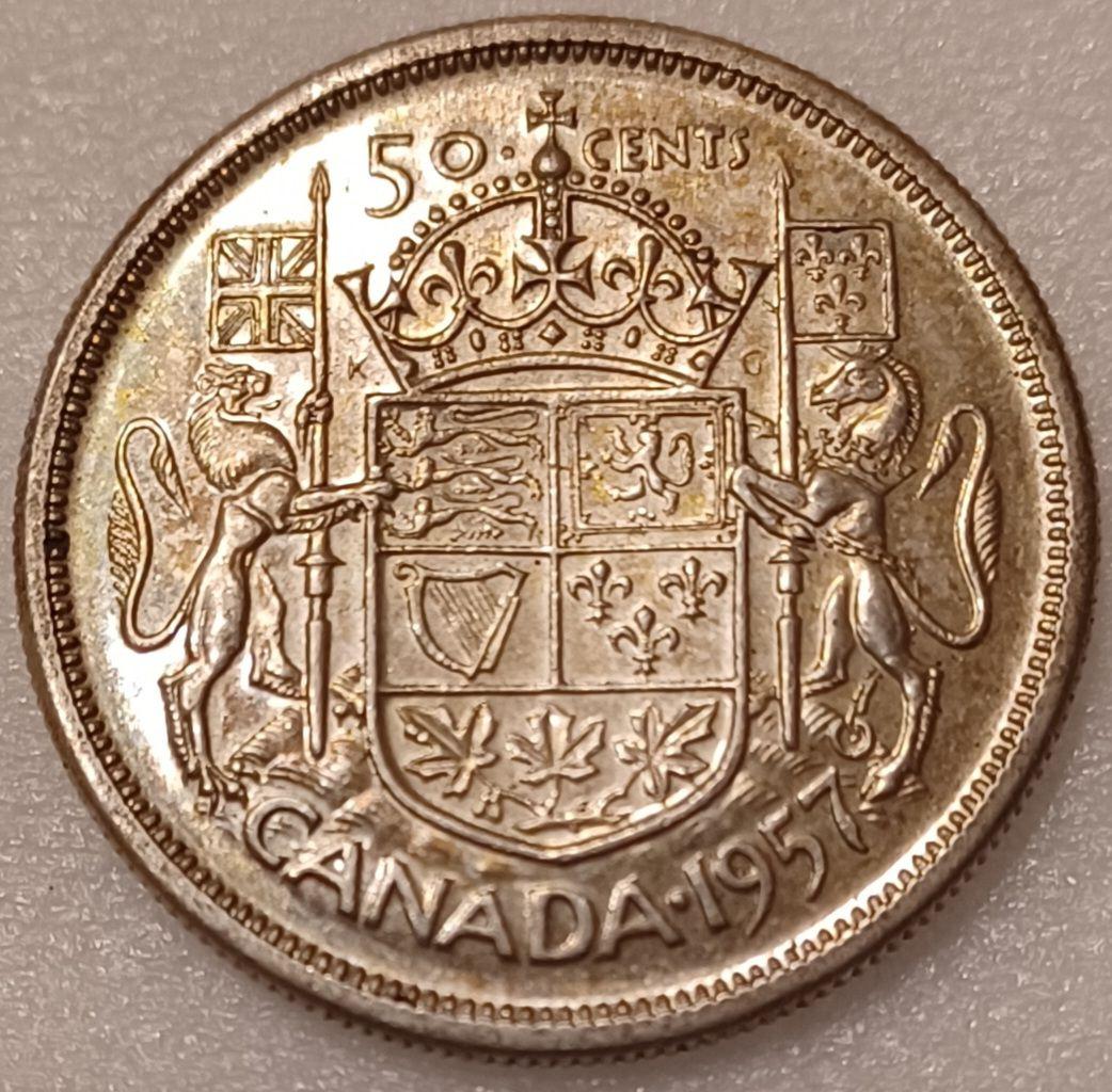 カナダ 1957年(69年前) 50セント銀貨 エリザベス2世女王の銀貨