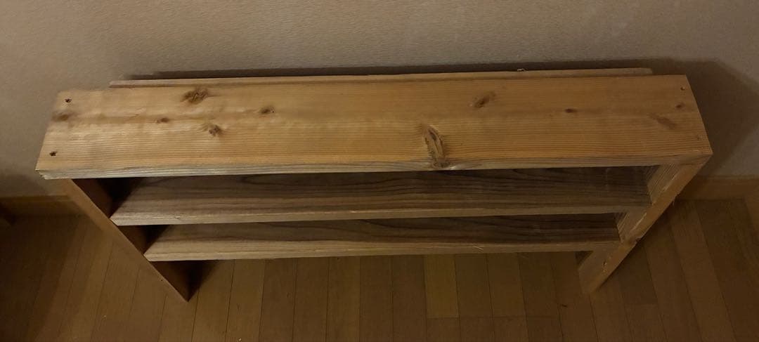杉 無垢材 ベッドヘッドボード シングル用 無塗装 収納棚付き ハンドメイド
