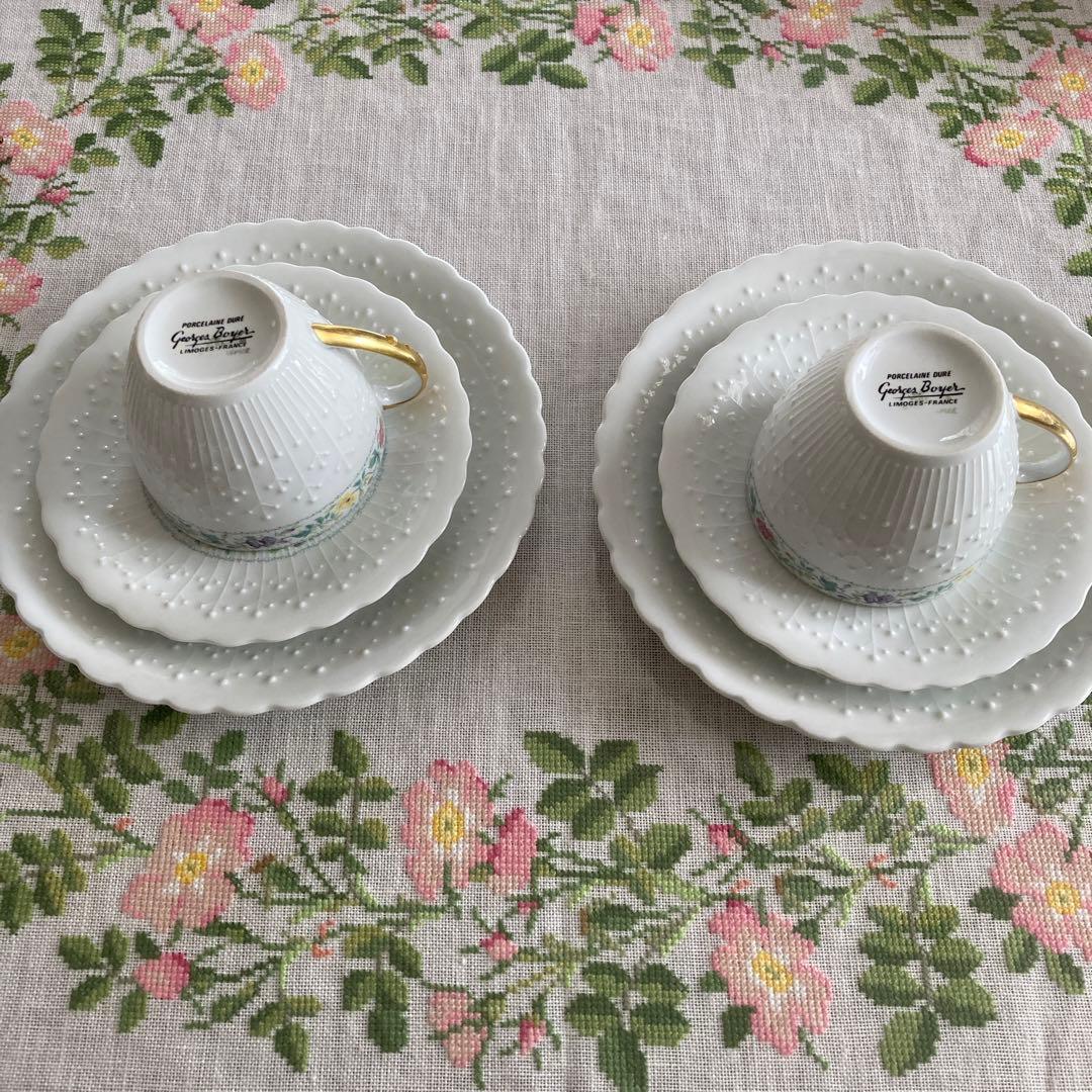 ジヨルジュボワイエ　カップ＆ソーサー＆ケーキ皿　トリオ　2客セット