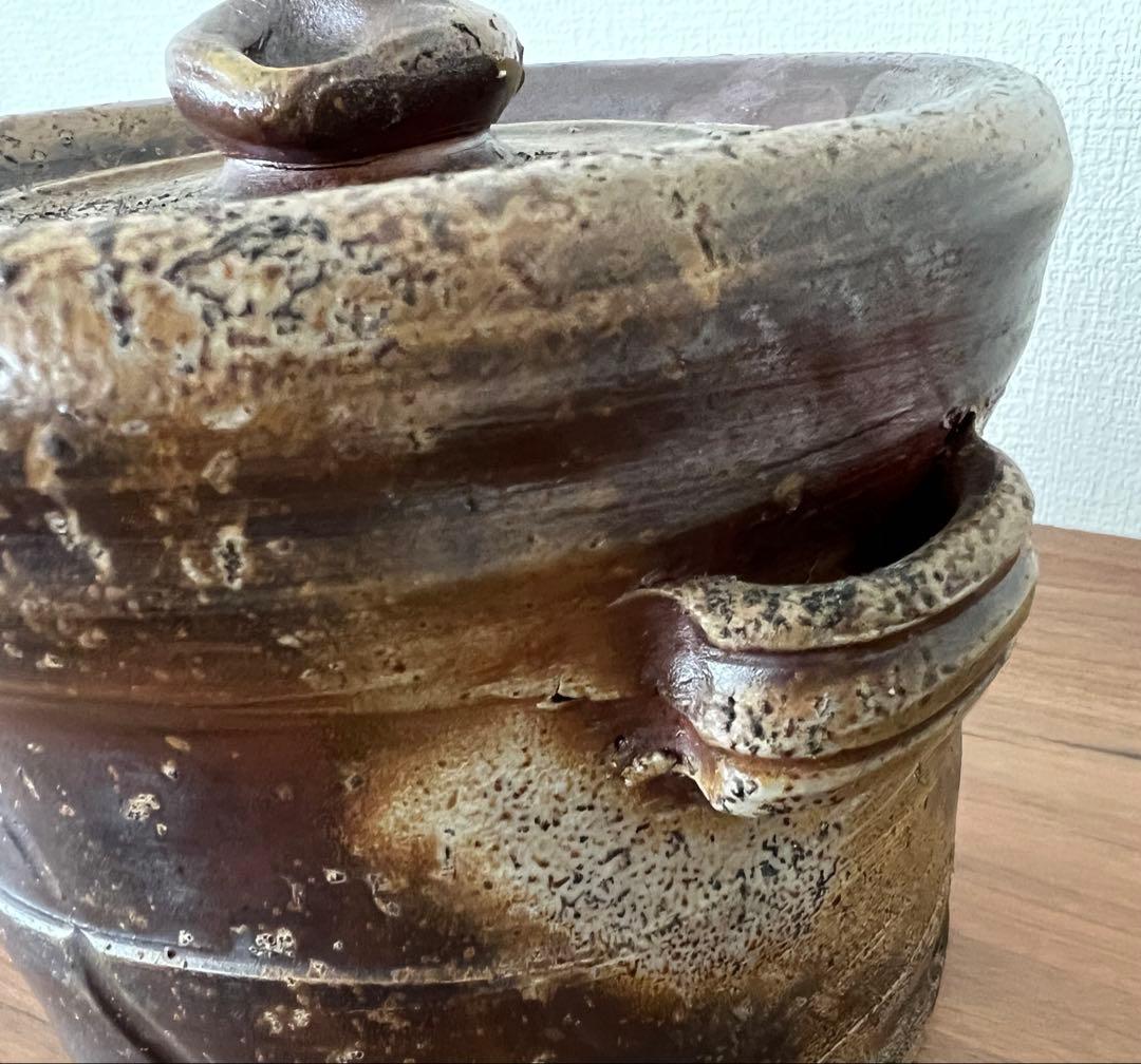 松笠靖彦 備前水指 茶道具 茶道 共箱 共布 備前焼 陶芸