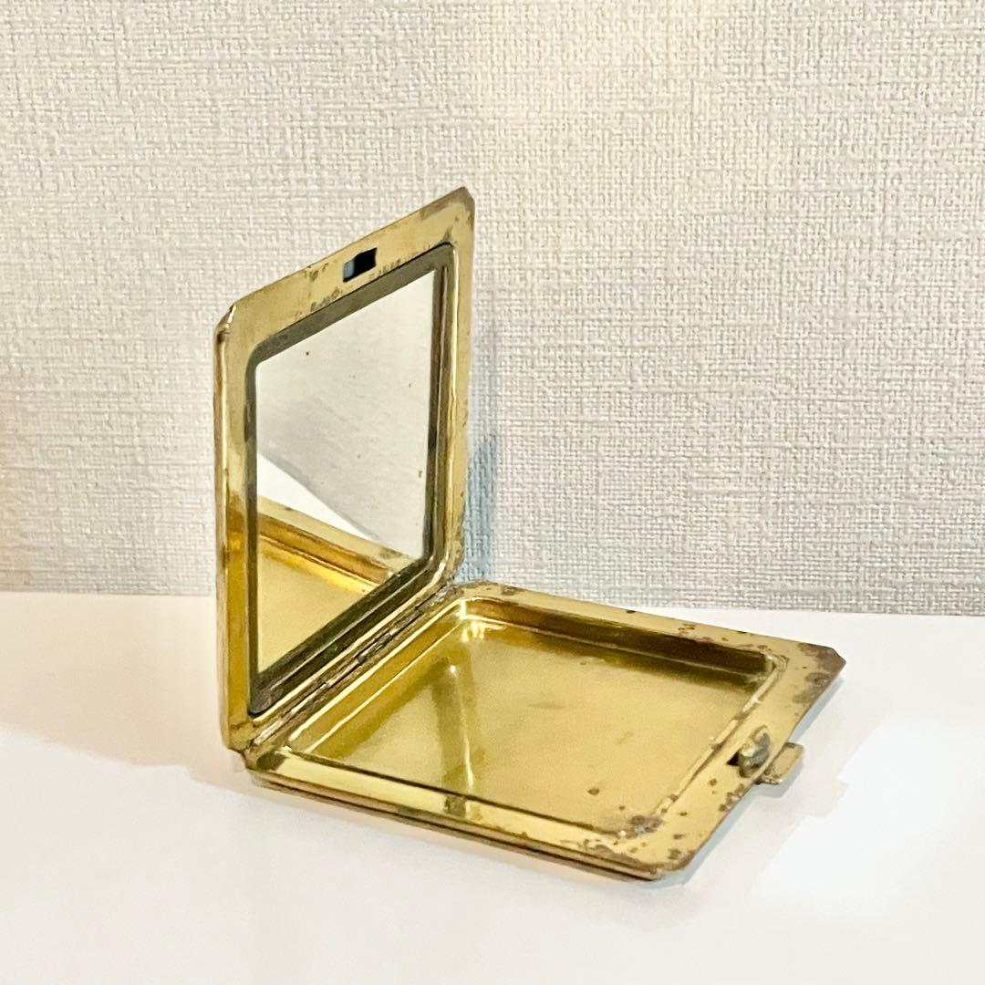 イギリス　ヴィンテージ ゴールド　コンパクトミラー