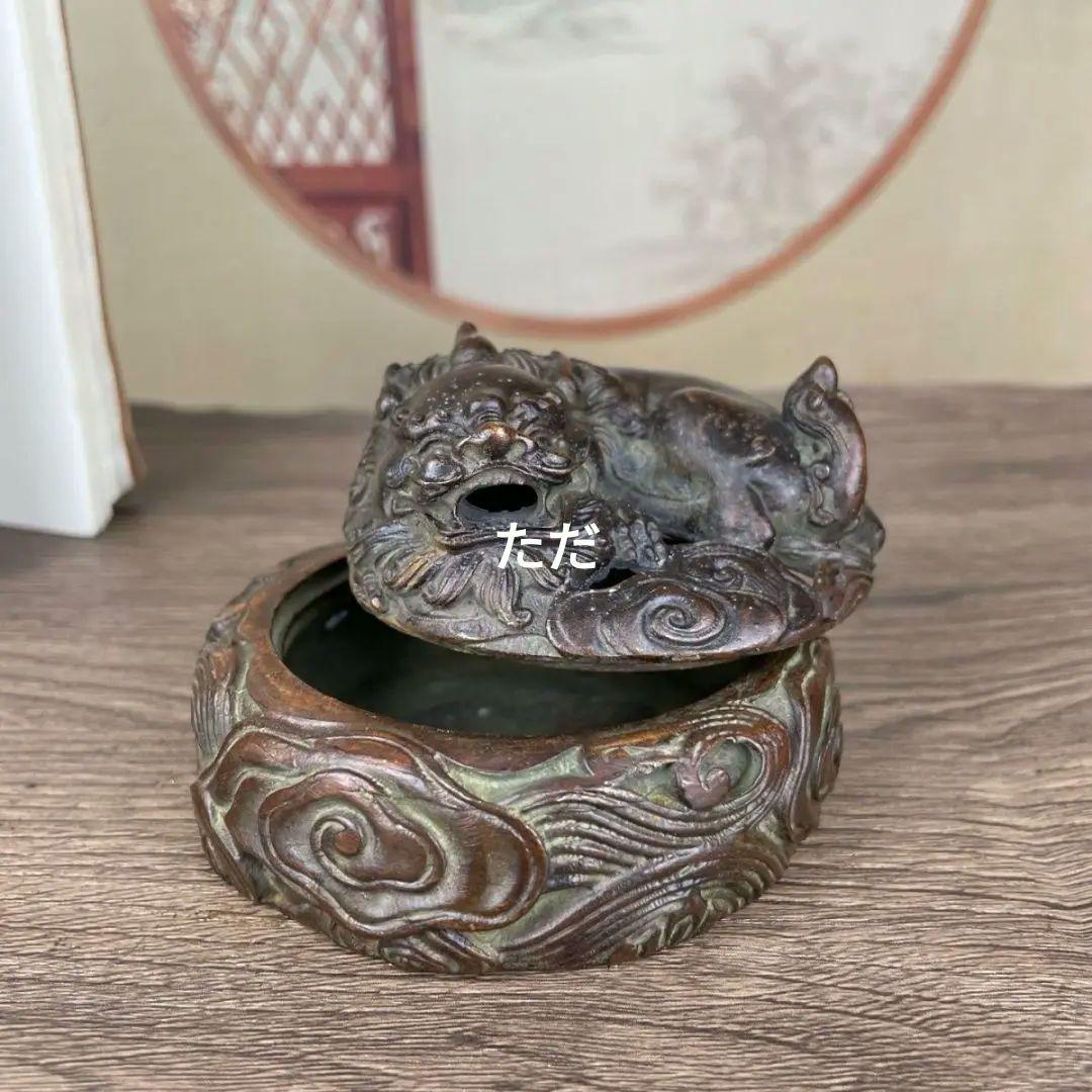 銅器 香炉 祥雲瑞獣文様薫香炉 香道具 工芸品 置物