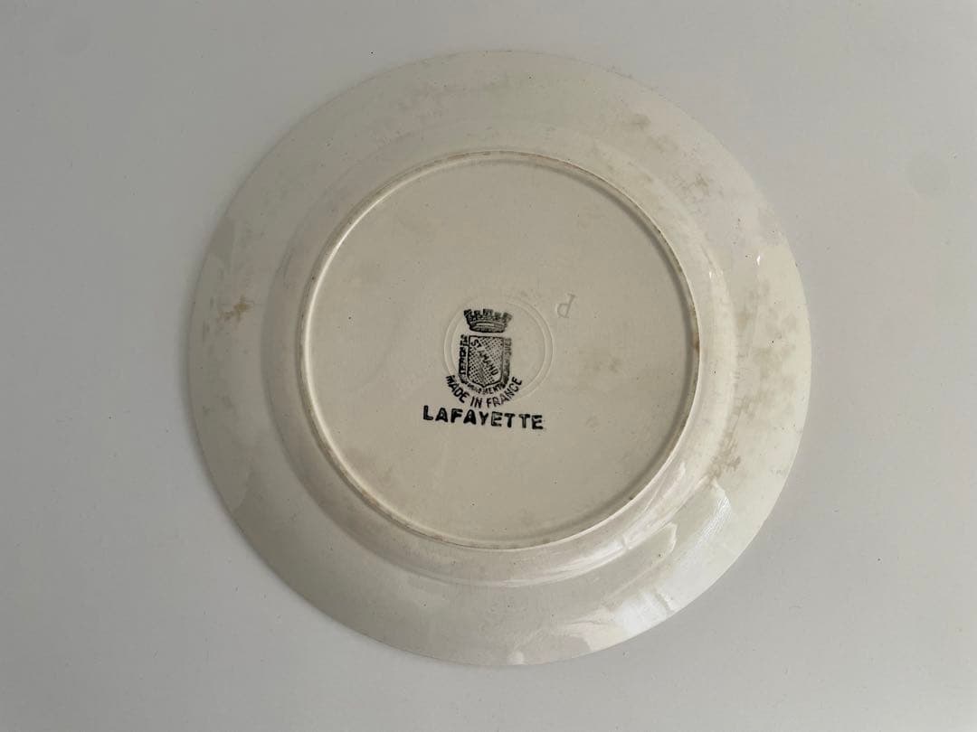 フランス　アンティーク　トリコロールストライプ陶器のお皿