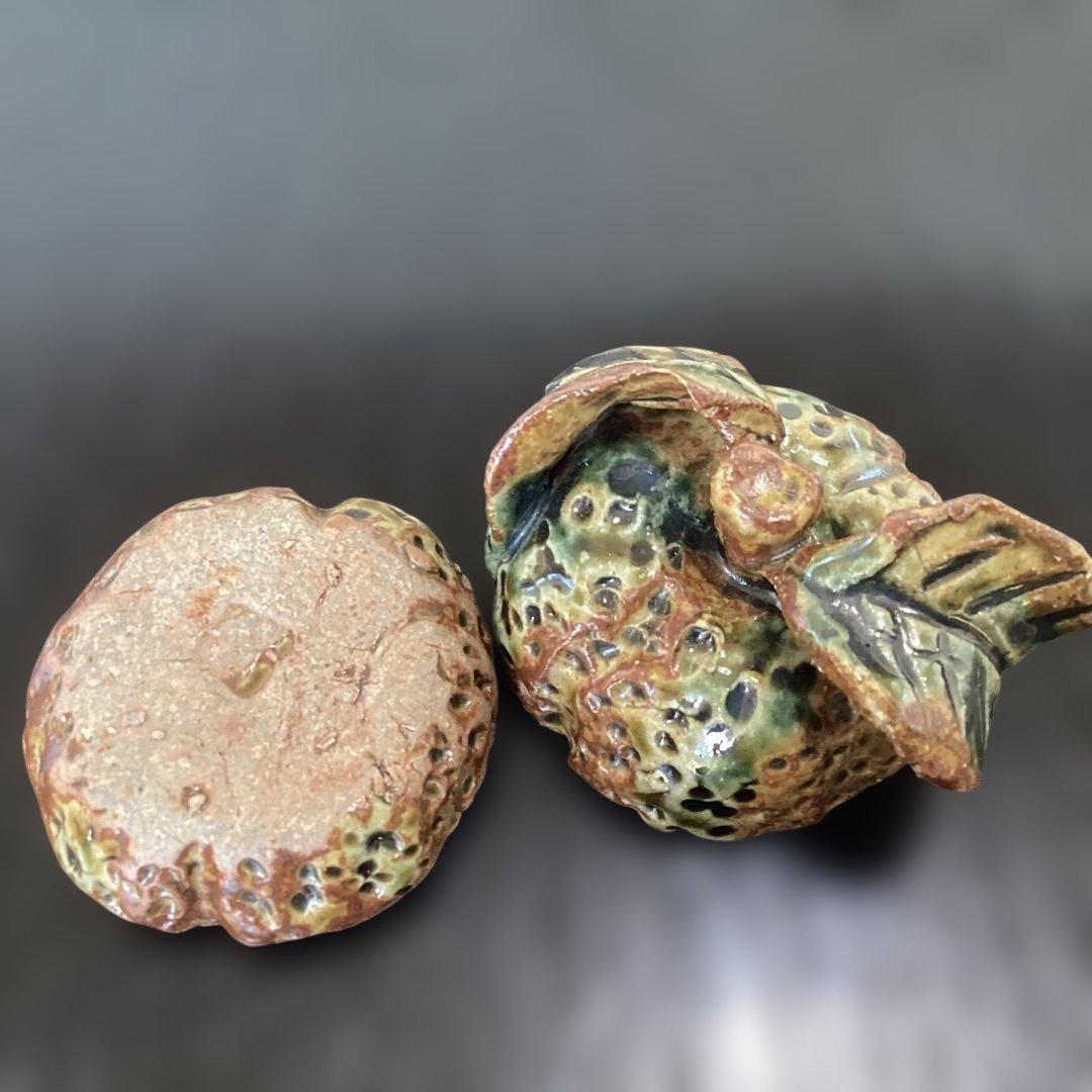 茶道具　香合　柚子型陶器 美品　陶芸品