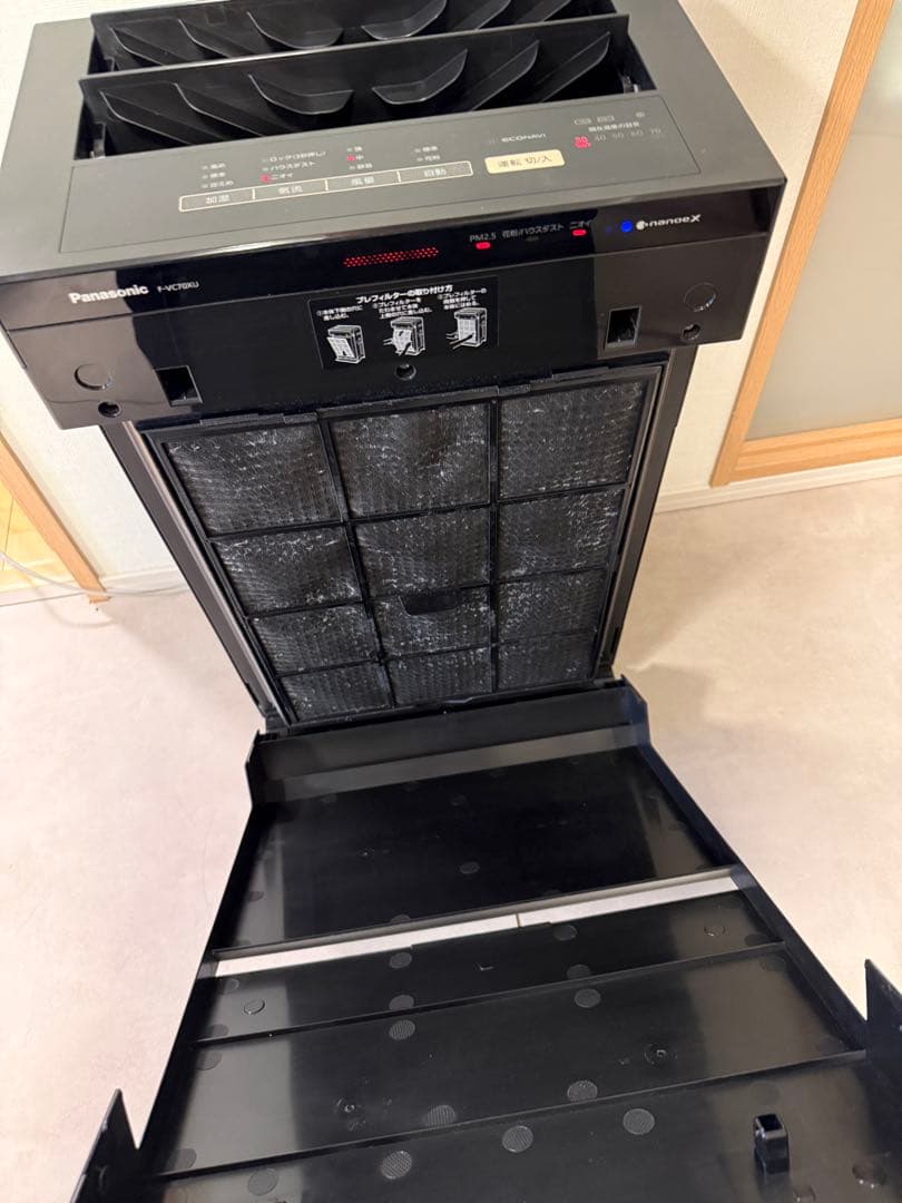 【中古品】Panasonic 空気清浄機 F-VC70XUブラック 2021年製