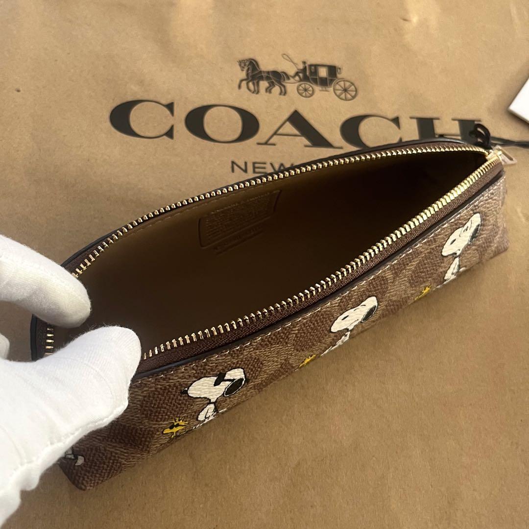 【新品未使用】COACH Snoopy コラボ ペンケースブラウン(スヌーピー)