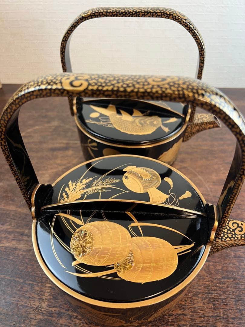 漆器銚子2個セット　骨董　酒器　漆箱　蒔絵