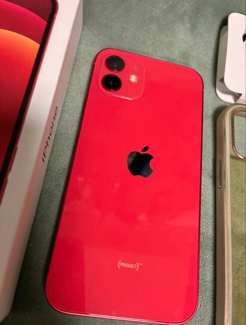 iPhone 12 レッド 128GB 箱付き +イヤホン スマホリング ケース