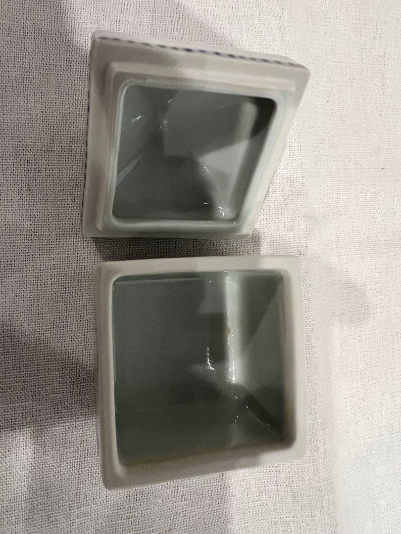 福泉　染付　竹蝶図　香合　共箱