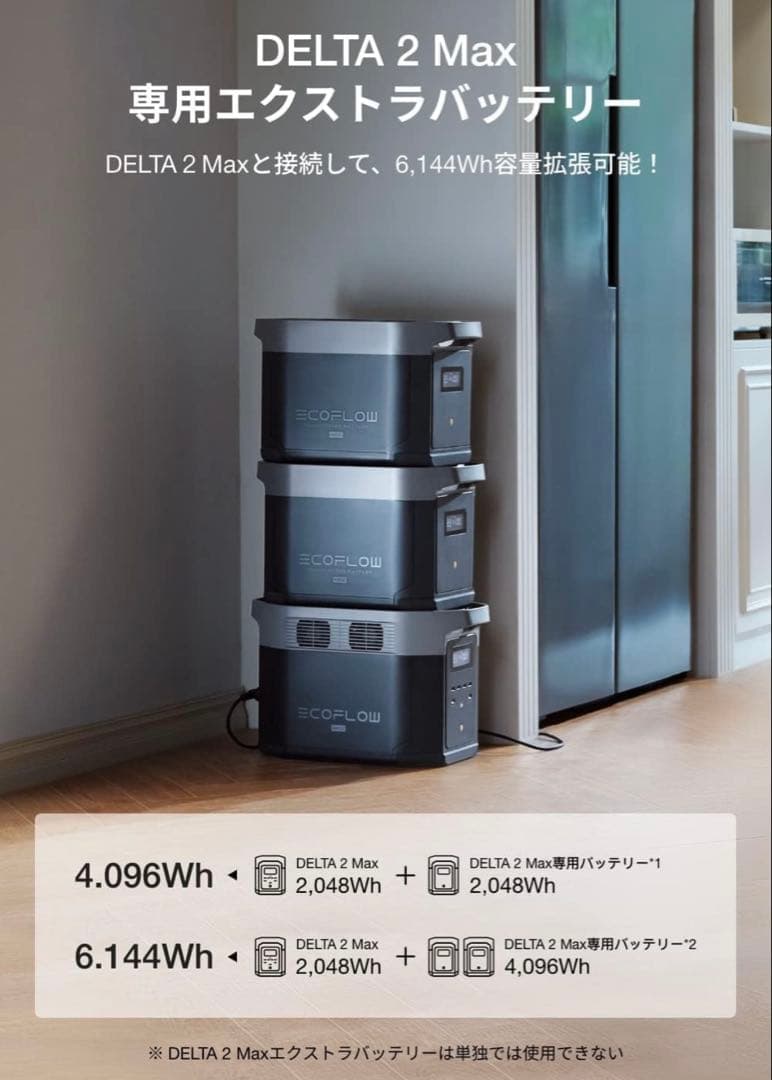 EcoFlow DELTA 2 Max 専用エクストラバッテリー 2048Wh