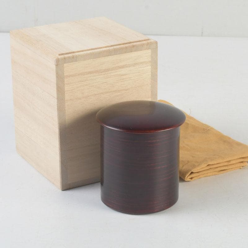 茶道具　塗師　手塚隆作　桧小筒　金輪寺棗　共布共箱　V　9895
