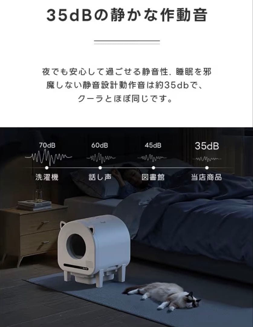 猫トイレ 自動清掃 スマホ管理 65L大容量 定期掃除 スマホ管理　日本語説明書