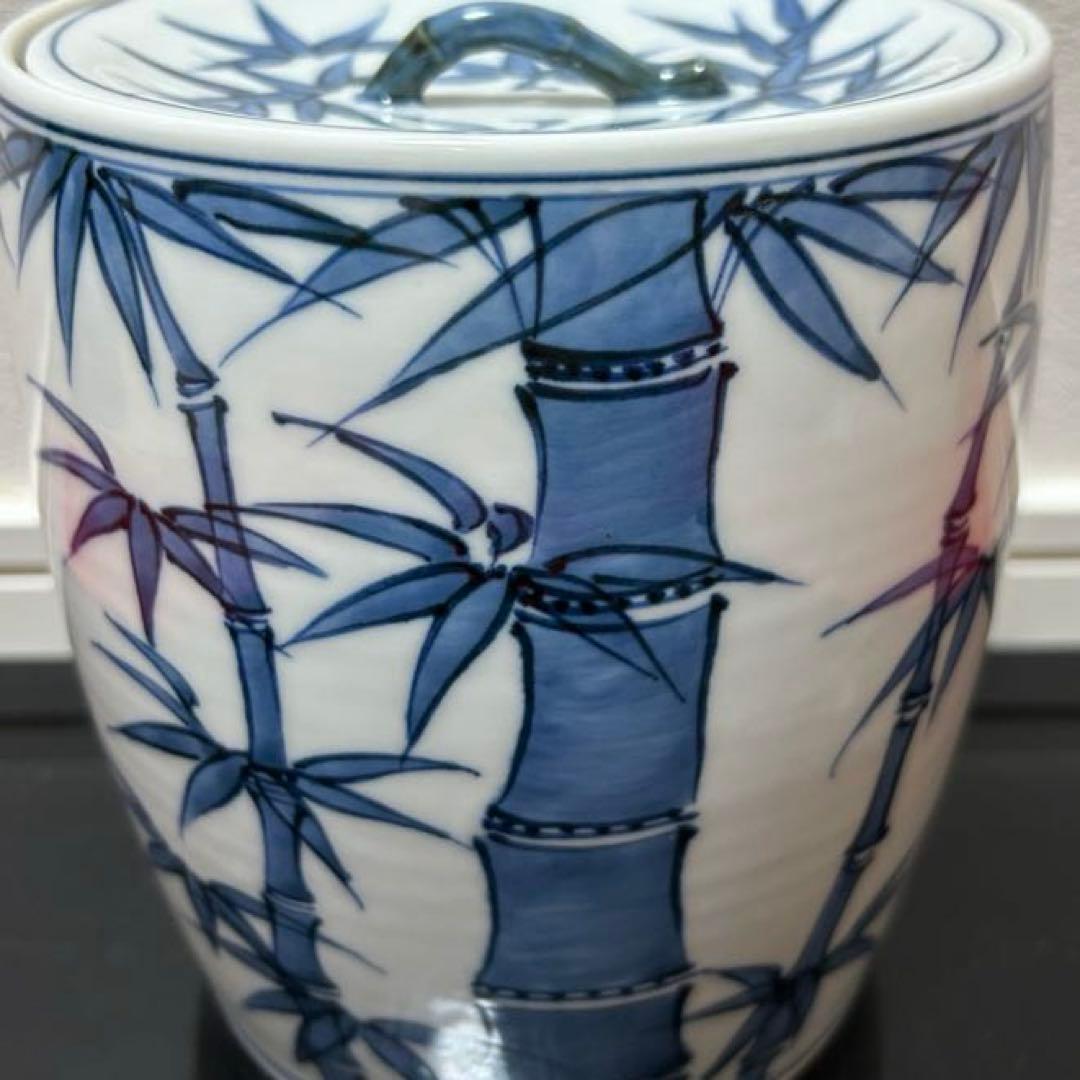 膳所焼　染付竹水指　茶道具懐石鵬雲斎坐忘斎淡々斎即中斎棗茶杓水屋茶碗釜而妙斎