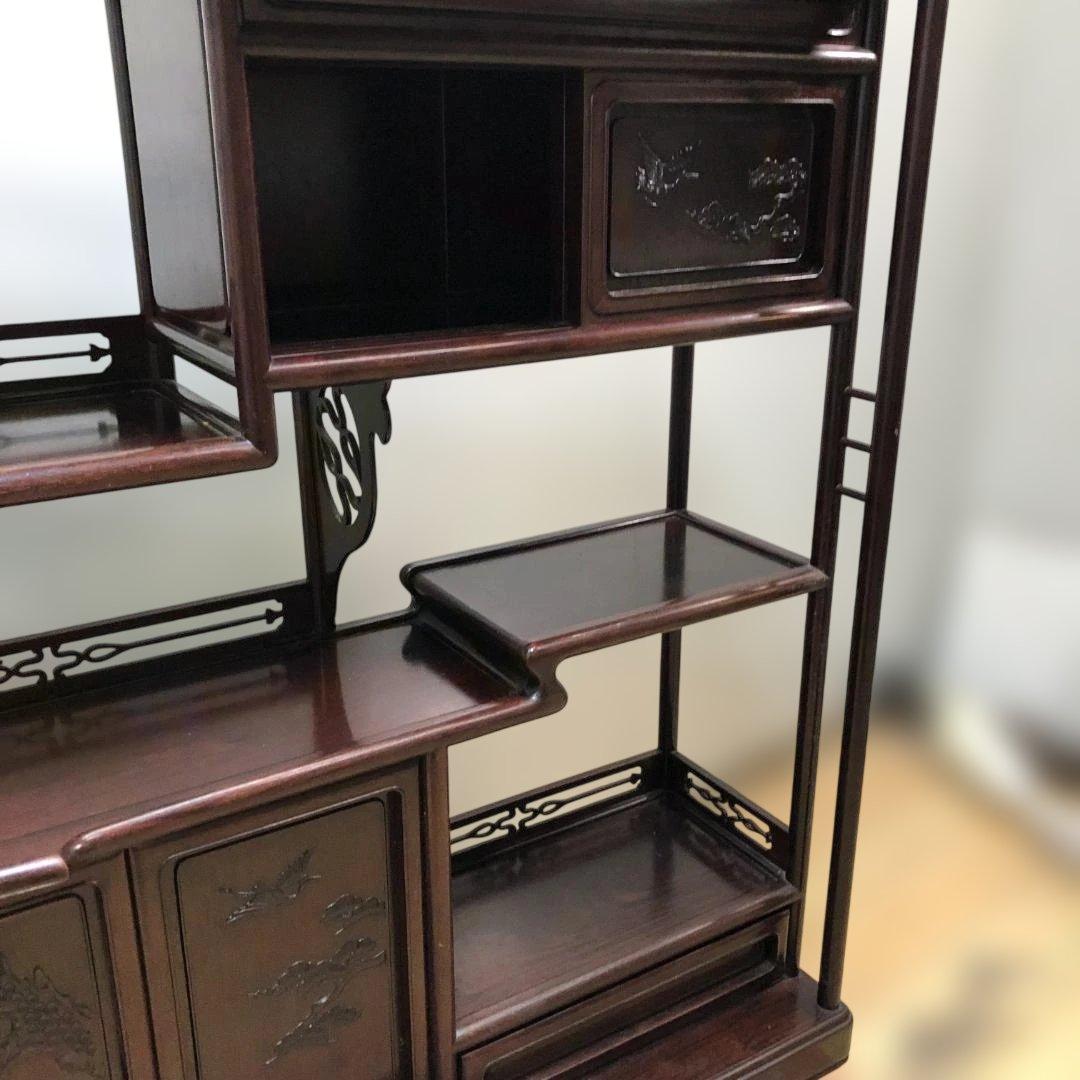 唐木調 飾り棚 小さめサイズ 違い棚 中国家具 床の間 260207-5